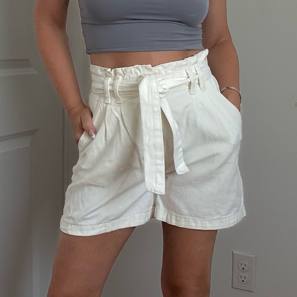 Women's White Tie-Waist Shorts